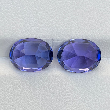 Certified 6.51 Cts Natural Violet Tanzanite Pair Oval Cut Loose Gemstone Jewelry Earrings