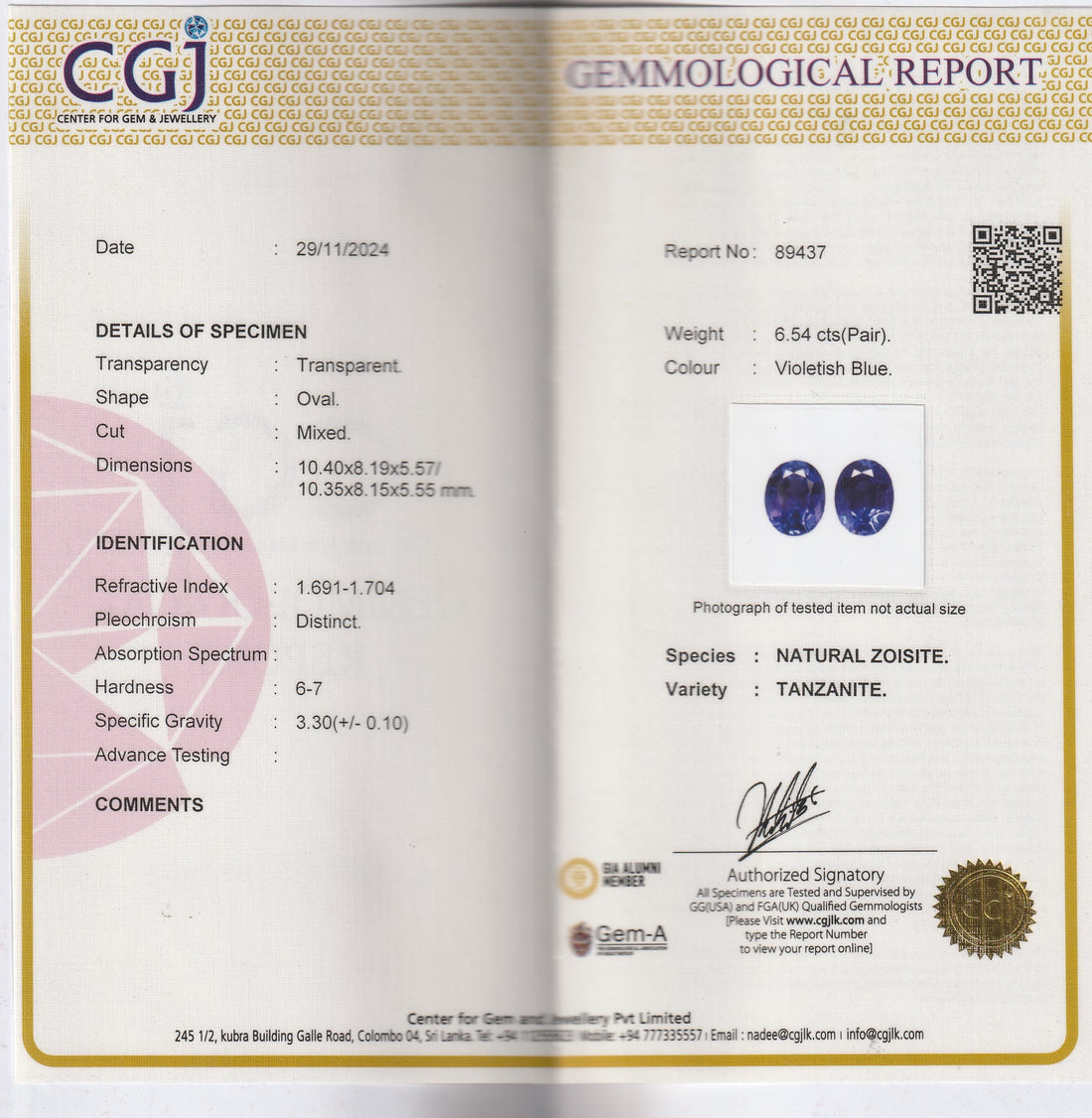 Certified 6.51 Cts Natural Violet Tanzanite Pair Oval Cut Loose Gemstone Jewelry Earrings