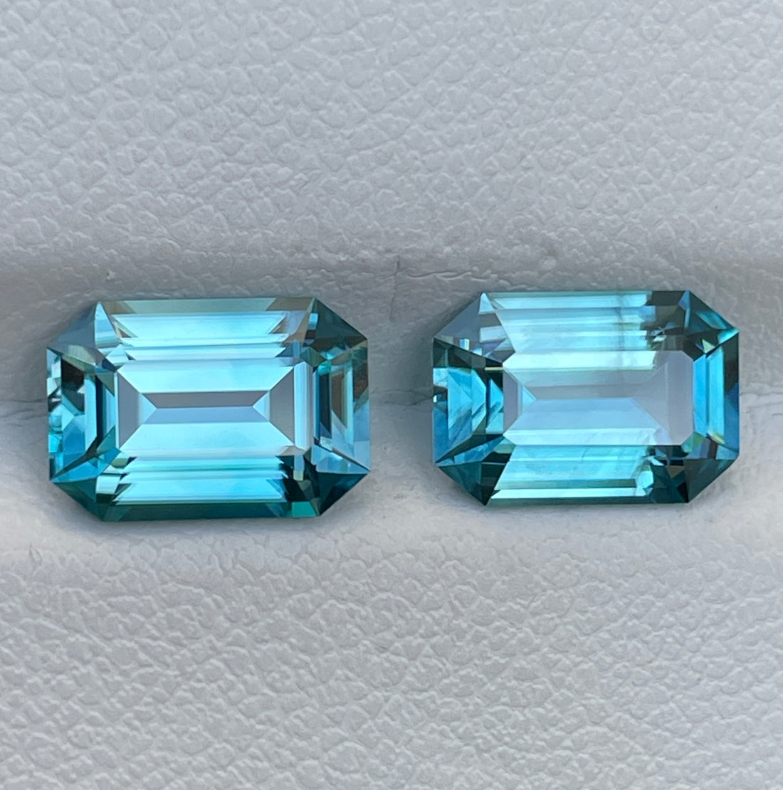 Natural Blue Zircon Pair 6.40 Cts Emerald Cut Loose Gemstone Fashion Jewelry Earrings
